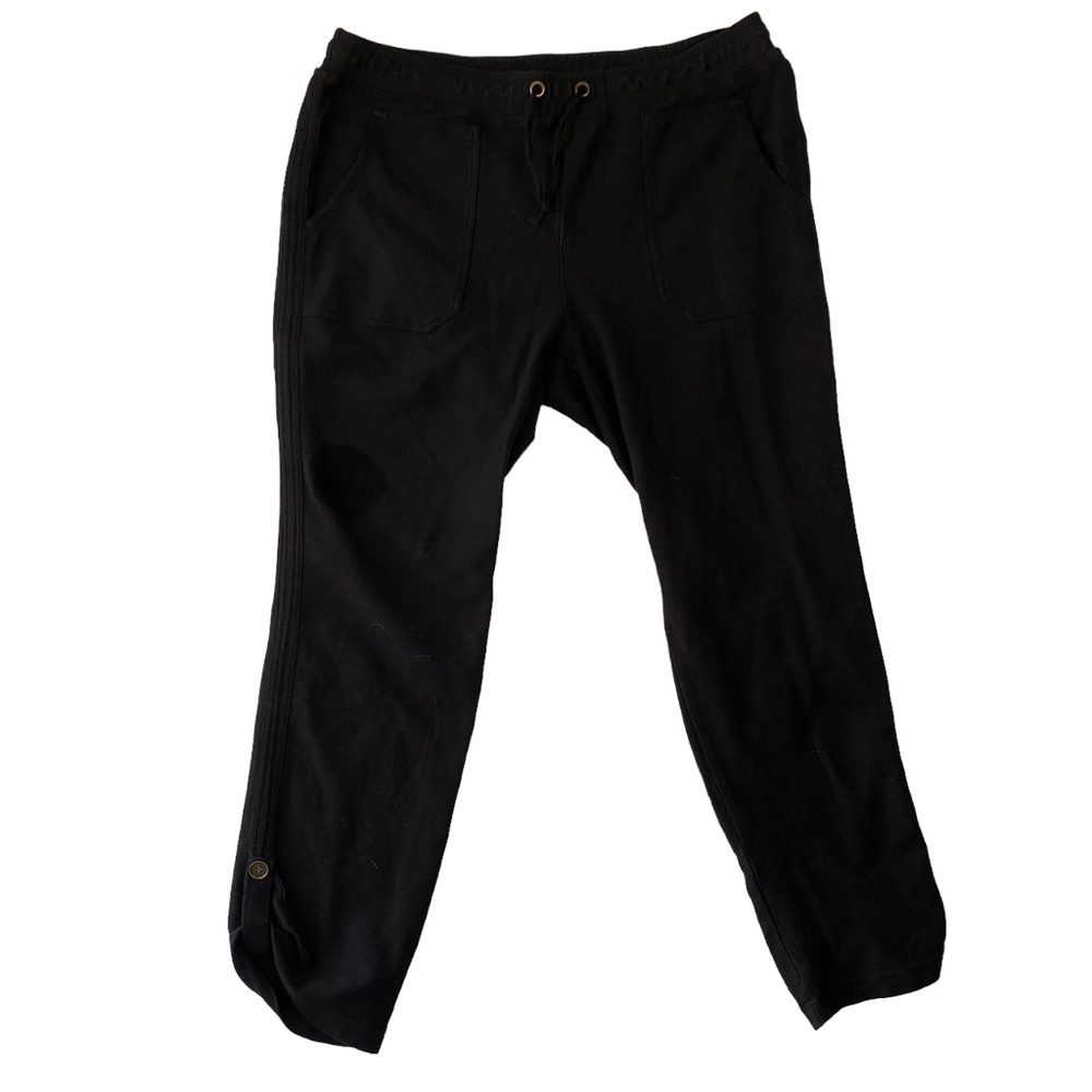 XCVI Joggers Pants Size XL Black Pockets Drawstring Rolled Bottom